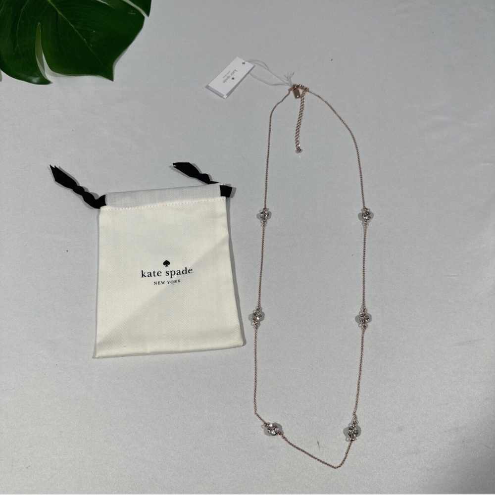 NWT $68 Kate Spade Lady Marmalade Scatter Necklace in Rose Gold Glass + DUST BAG